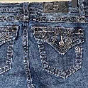 Y2k Miss Me Embellished Rivet Sequin Mid Rise Boot Jeans McBling Cowgirl 29